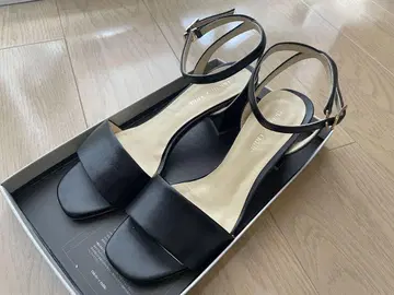 Odette e Odile 블록 힐 샌들 블랙 24cm 천연 가죽