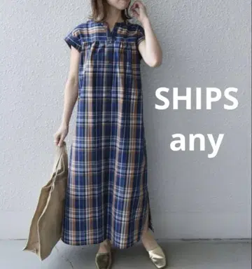 SHIPS any 체크 개더 원피스