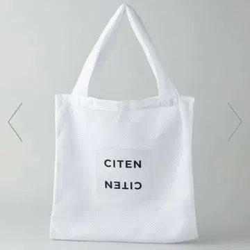 CITEN 메쉬 & 클리어 로고 토트 화이트 토트백 여성용