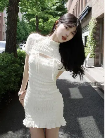Darich 리본 셔링 미니 원피스 FREE IVO
