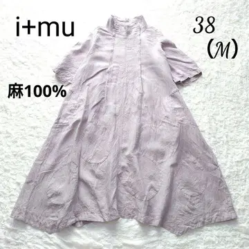 i+mu 센소유니코 변형 롱 원피스 린넨 100% 도트