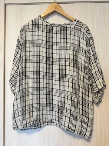 nest Robe 체크 무늬 반팔 블라우스