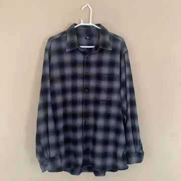 유니클로 체크 셔츠 블랙 그레이 XL
