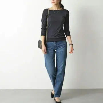 JOHN SMEDLEY 존스메들리 블랙 7분 소매 니트 보트넥