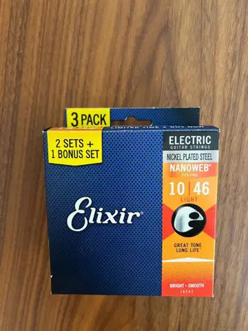 Elixir 엘릭서 NANOWEB 10-46 일렉 기타 줄 2세트