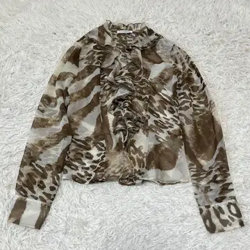 NARA 나라 까미체 시아 패턴 프릴 셔츠 비침 긴팔