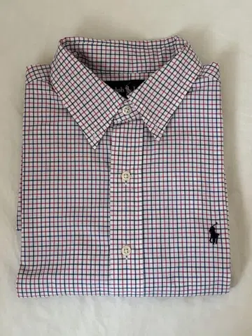 RALPH LAUREN 트리코 롤 체크 코튼 100% 반팔 셔츠