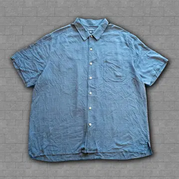 croft&barrow 실크 반팔 셔츠 XL 블루 계열