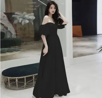 오프숄더 플레어 스커트 드레스