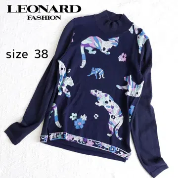 새상품급! LEONARD 레오나르 얇은 소재 니트 터틀넥 고양이 애니멀