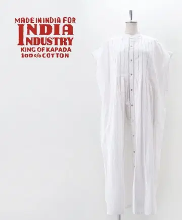 INDIA INDUSTRY 핀턱 셔츠 원피스 화이트 프리 사이즈