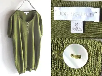 영국제 JOHN SMEDLEY 코튼 니트 헨리넥 티셔츠 S
