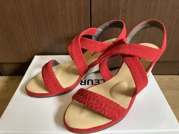 COULEUR VRAIE 스웨이드 샌들 빨간색 23.0cm