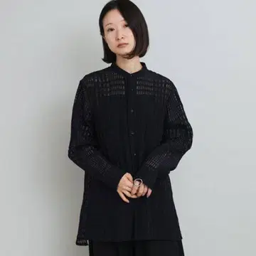 iki 이키 시어 테이프 체크 레귤러 셔츠