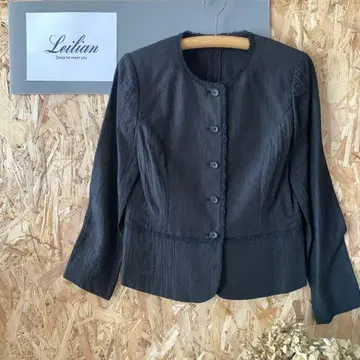 Leilian 노카라 자켓 블랙