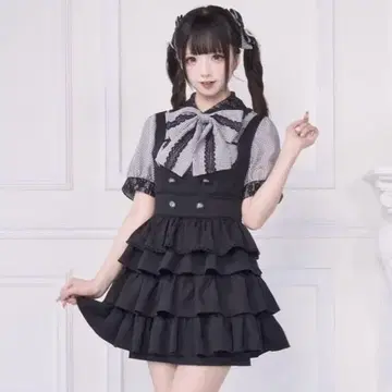 Nogenki 2WAY 살로펫 스커트 x 리본 브로치 블라우스