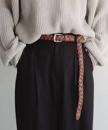 epnok 뜨개질 레이어드 벨트 카멜