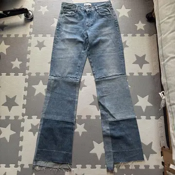 미사용 새상품 자라 패치워크 디자인 스트레이트 데님 EUR34