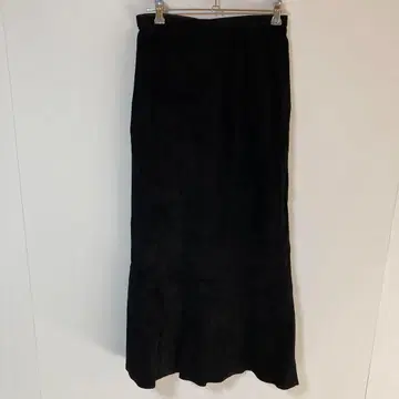 Cizenne 블랙 스웨이드 돈피 플레어 롱 스커트 머메이드