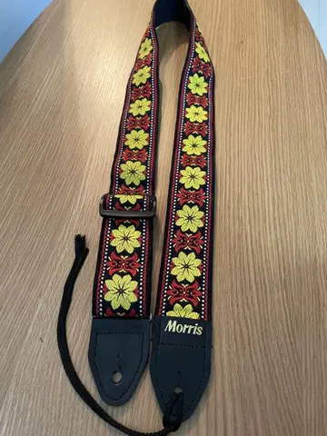 Morris 모리스 일본제 자수 기타 스트랩 가죽 빈티지