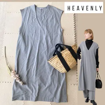 heavenly 헤븐리 스트레치 V넥 슬리브리스 원피스