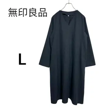 무인양품 V넥 긴팔 원피스 L 체형 커버 착용감 좋고 돌려입기 편한