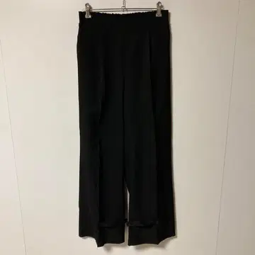 UN-SOPHIE 블랙 스트레이트 팬츠 허리밴딩 와이드 팬츠