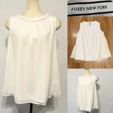 FOXEY NEW YORK 폭시뉴욕 조젯 슬리브리스 화이트