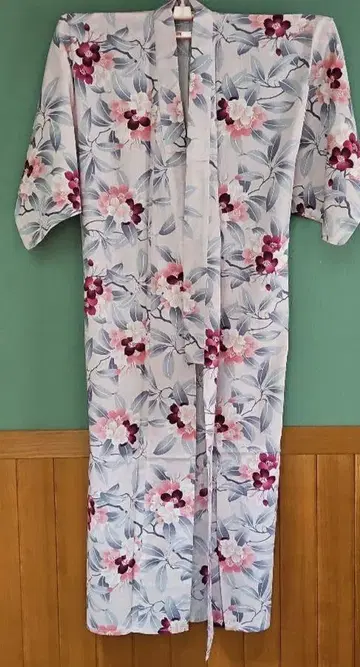 유카타 단품/핑크 바탕에 빨간 꽃무늬