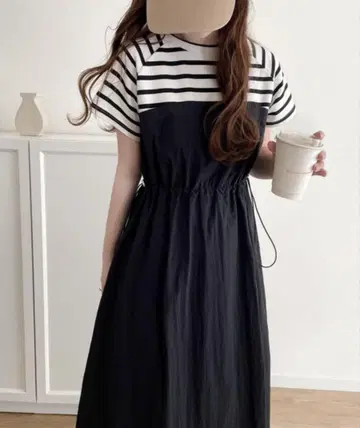 뷔스티에 도킹 원피스 (무지 & 보더 무늬)