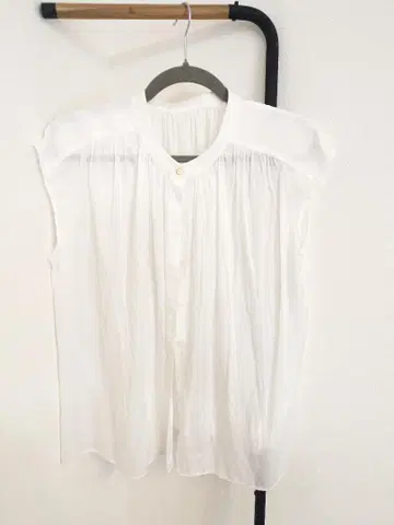 PLST 화이트 슬리브리스 셔츠 M