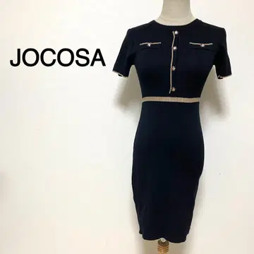 JOCOSA 블랙 컬러 세련된 버튼 니트 원피스