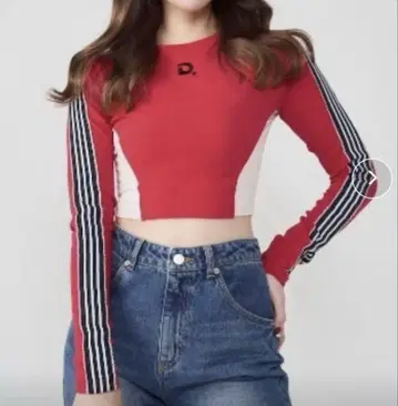 Darich 다리치 레이스 도킹 라인 크롭 상의 레드