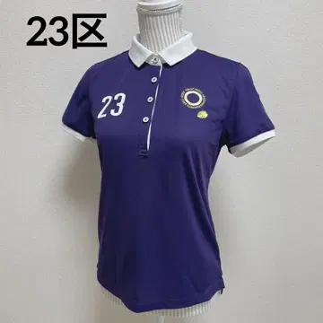 23구 골프웨어 반팔 셔츠 피케 셔츠 로고 택 자수 퍼플 사이즈 2