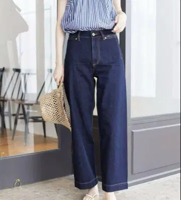 SLOBE IENA LE DENIM 배기 팬츠 38 네이비 M