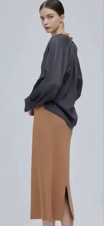 베이지 시어 블라우스 가죽 콤비 블라우스 미사용 새상품 택 포함