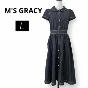 새상품급 M'S GRACY 엠즈 그레이시 데님 원피스 펄 버튼 L