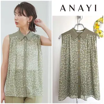ANAY 아나이 카라 부착 풀오버 플라워 광택 니트 폴로 38