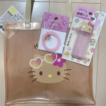 햇볕에 탄 키티 면봉 케이스 토트백 머리끈