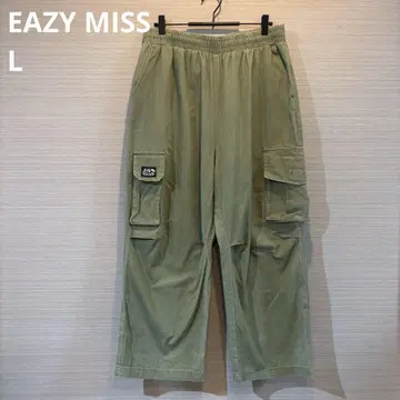 EAZY MISS 배기 카고 팬츠 L 올리브 그린