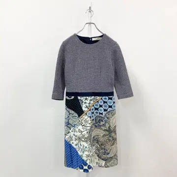 64g18 ETRO 크레이지 패턴 하프 디자인 원피스 42 드레스