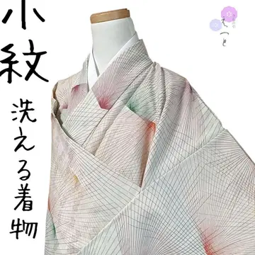 에 1 에토 코몬 워셔블 기모노 기모노 기하학 꽃 장미 지문 화이트
