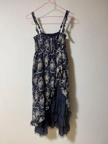 axes femme / 슬릿 장미 무늬 롱 원피스 네이비 M 사이즈