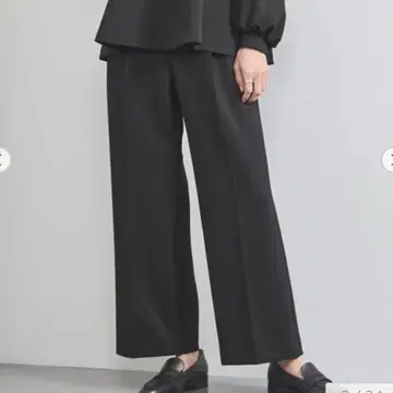 UNITED ARROWS 블랙 SPONGY 턱 와이드 팬츠 택 포함