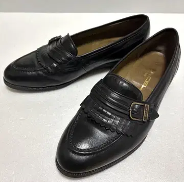 LANCEL 가죽 신발 천연 가죽 로퍼 프린지 블랙 26cm