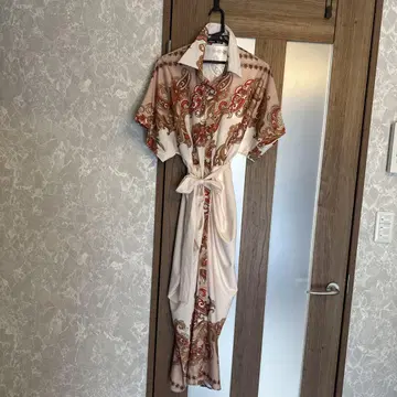 페이즐리 무늬 반팔 셔츠 원피스