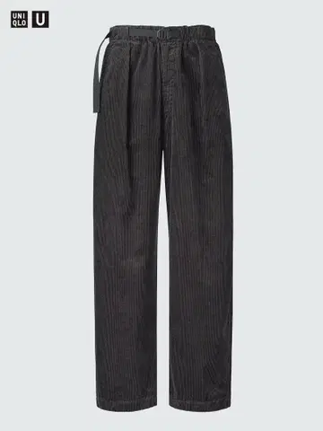 UNIQLO U 코듀로이 턱 와이드 팬츠 다크 그레이 M 완판