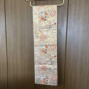 후쿠로 오비 (육통) 꽃무늬 후쿠로 오비 골드 컬러
