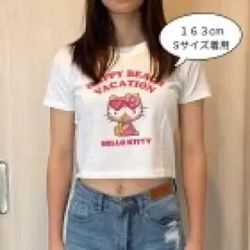 새상품! 오키나와! 일광화상 키티 바캉스 키티 크롭 티셔츠 사이즈 M