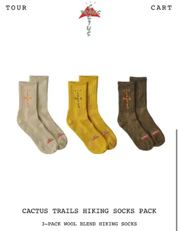 Travis Scott CACTUS TRAILS HIKING SOCKS